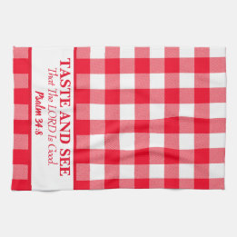 Taste And See That The Lord Is Good Red & White Kitchen Towel