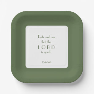 Taste and See the Lord Is Good Green and White Paper Plate
