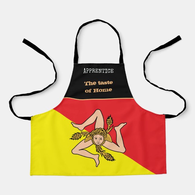 Taste of Home & Sicilian Flag, Sicily /Cooking Apron (Front)