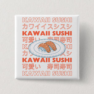 Taste of Japan Text & Sushi 2 Inch Square Button