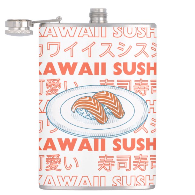 Taste of Japan Text & Sushi Hip Flask (Opened)