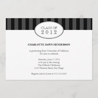 Tasteful black stripe graduation class invitation