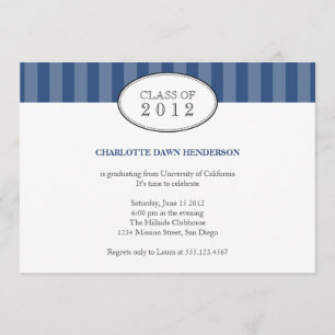 Tasteful blue stripe graduation class invitation