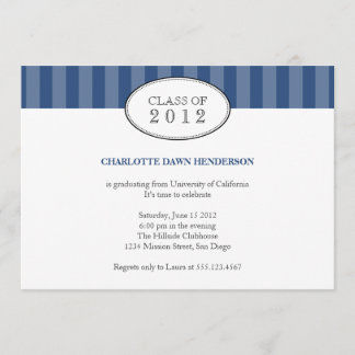 Tasteful blue stripe graduation class invitation