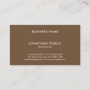Tasteful Brown Modern Minimalist Trendy Plain Chic Business Card
