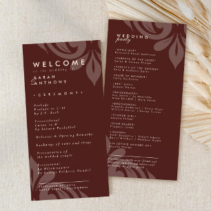 Tasteful Elegant Damask Mahogany Wedding Program