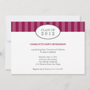 Tasteful maroon stripe graduation class invitation