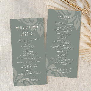 Tasteful Minimal Damask Olive Wedding Program