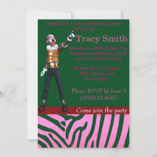 Tastefully Party Clown Birthday Invitation 13