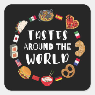 Tastes around the world square sticker