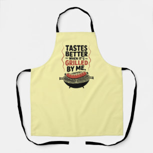 Tastes Better When It's Grilled By Me  Yellow BBQ  Apron