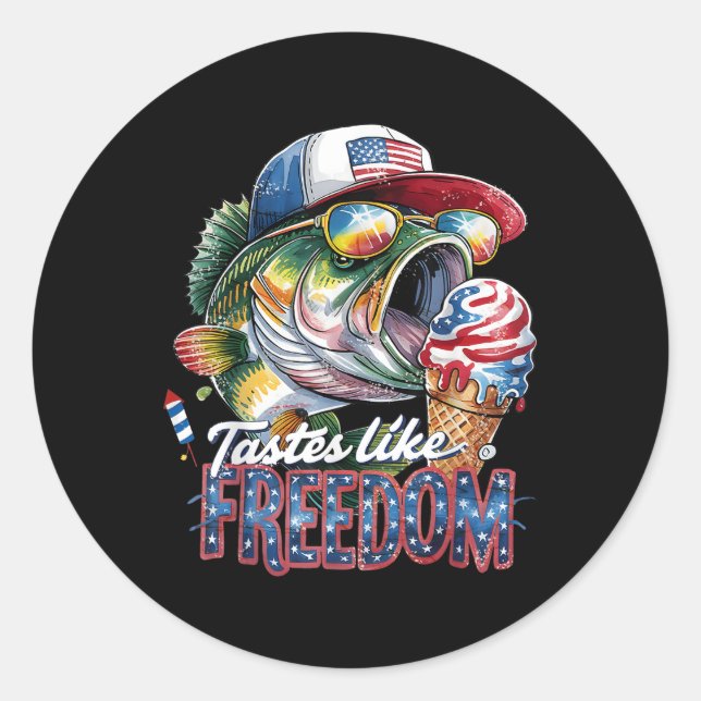 Tastes Like Freedom Funny B Fishing 4th Of July Pa Classic Round Sticker (Front)