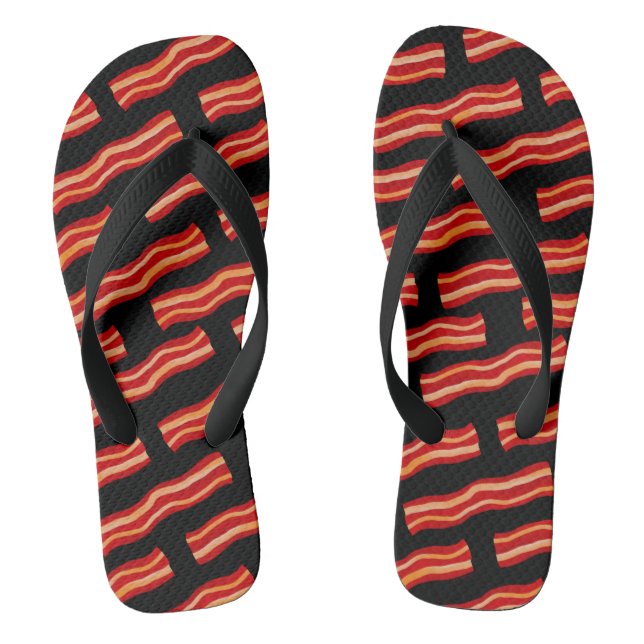 Tasty Bacon Strips Pattern Flip Flops (Footbed)