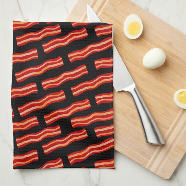 Tasty Bacon Strips Pattern Kitchen Towel (Quarter Fold)