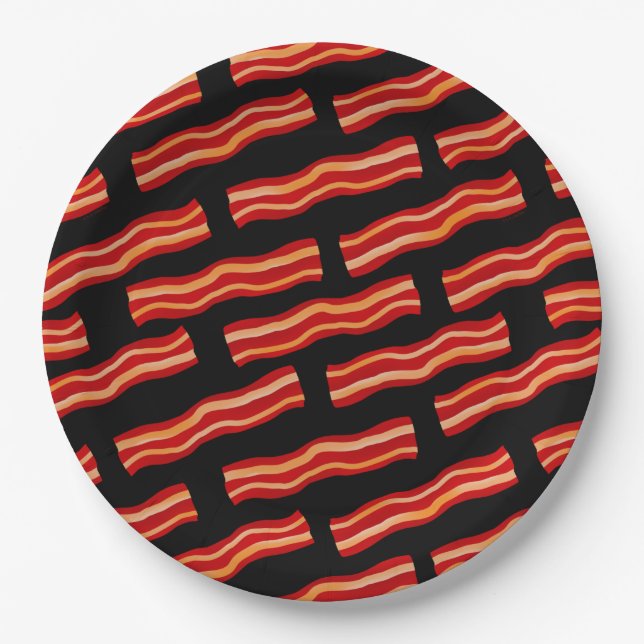 Tasty Bacon Strips Pattern Paper Plate (Front)