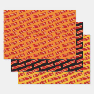 Tasty Bacon Strips Pattern Wrapping Paper Sheet