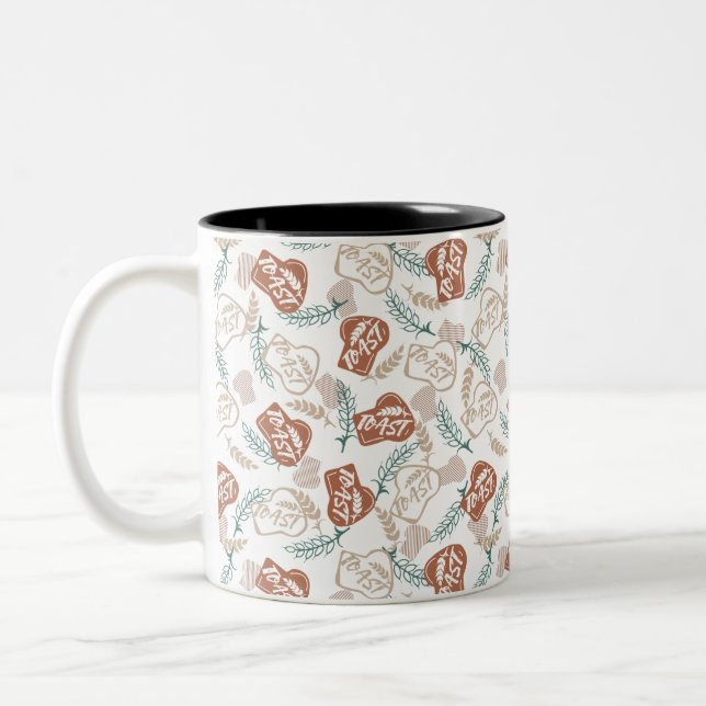 Tasty Bread Toast Pattern Two-Tone Coffee Mug (Left)