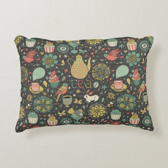 Tasty bright Tea Card Decorative Pillow (Front)