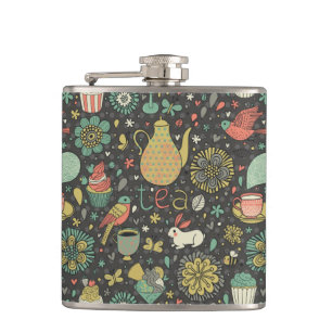 Tasty bright Tea Card Hip Flask