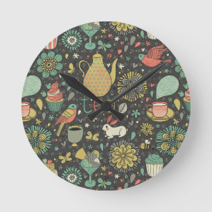 Tasty bright Tea Card Round Clock