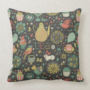 Tasty bright Tea Card Throw Pillow