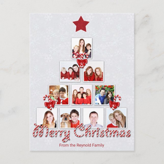 Tasty Candy Cane Christmas Tree Photo Collage Holiday Postcard (Front)
