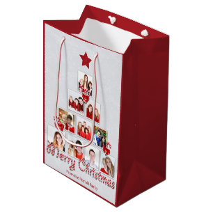 Tasty Candy Cane Christmas Tree Photo Collage Medium Gift Bag