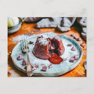 Tasty Chocolate Lava Cake Birthday Holiday Postcard
