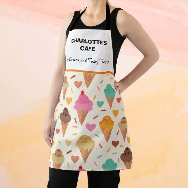 Tasty colourful ice cream pattern custom name  apron (Creator Uploaded)