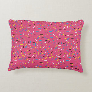 Tasty Doughnuts Sprinkles Pattern Accent Pillow