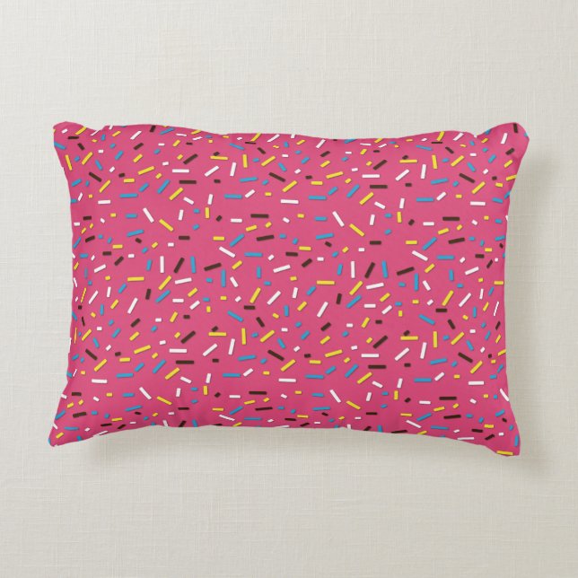 Tasty Doughnuts Sprinkles Pattern Accent Pillow (Back)