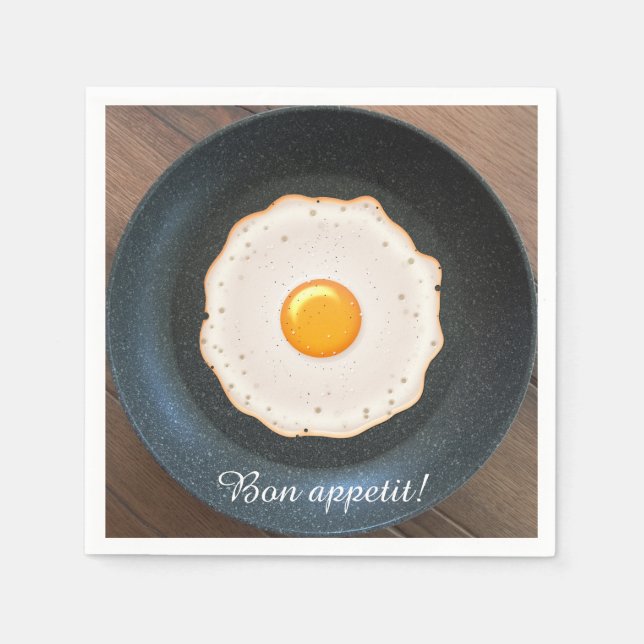 Tasty Fried Egg in Skillet Pan Napkin (Front)