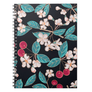 Tasty, juicy cherries. Seamless background from a  Notebook