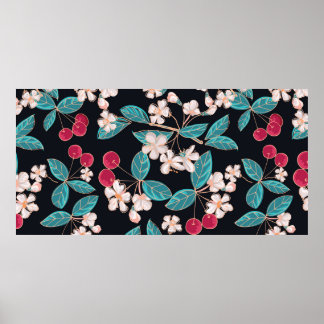 Tasty, juicy cherries. Seamless background from a  Poster