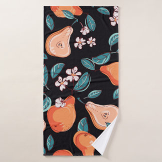 Tasty, juicy pears. Seamless pattern of fruits and Bath Towel