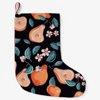 Tasty, juicy pears. Seamless pattern of fruits and Small Christmas Stocking
