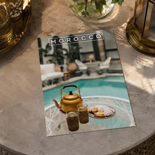 Tasty Moroccan Green Mint Tea in Marrakech Postcard (Morocco's Berber Whiskey Moroccan tea postcard. )