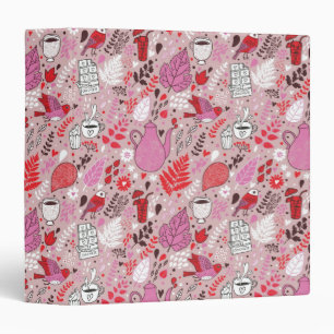 Tasty pattern with birds and flowers binder