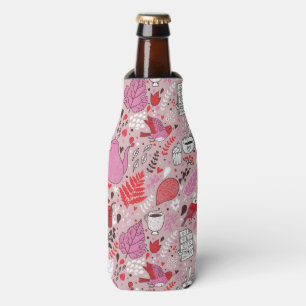 Tasty pattern with birds and flowers bottle cooler