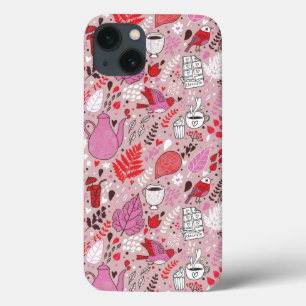 Tasty pattern with birds and flowers iPhone 13 case