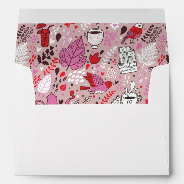 Tasty pattern with birds and flowers envelope (Back (Bottom))