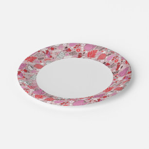 Tasty pattern with birds and flowers paper plate