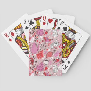 Tasty pattern with birds and flowers playing cards