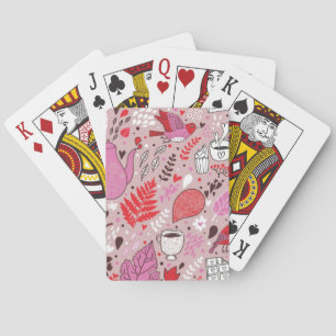 Tasty pattern with birds and flowers playing cards