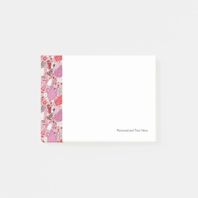 Tasty pattern with birds and flowers post-it notes (Front)