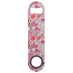 Tasty pattern with birds and flowers speed bottle opener