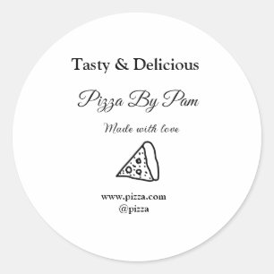 Tasty pizza restaurant cafe made with love add bsi classic round sticker