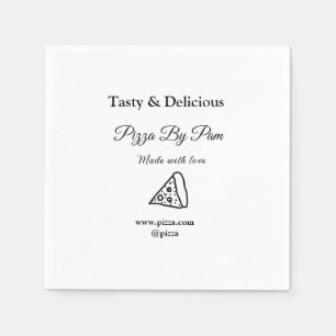 Tasty pizza restaurant cafe made with love add bsi napkin