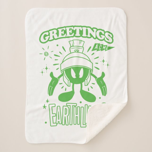 Tasty Retro MARVIN THE MARTIAN™ Sherpa Blanket (Front)