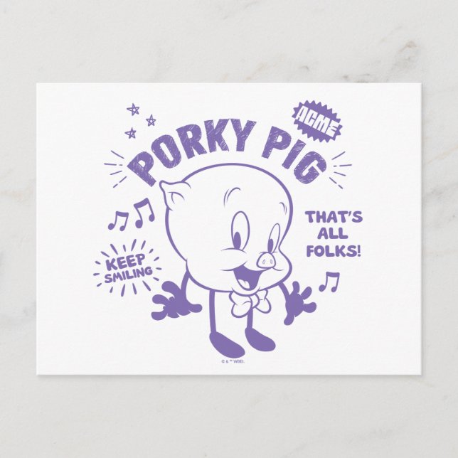 Tasty Retro Porky Pig Postcard (Front)